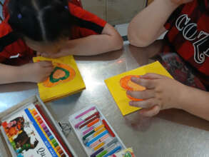 The "little artists" crafted handmade cards
