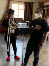 Babirye in Trombone lesson at KMS