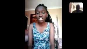 Beatrice in Zoom Singing lesson