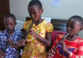 Children learning recorder