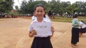 Rina with creative writing certificate
