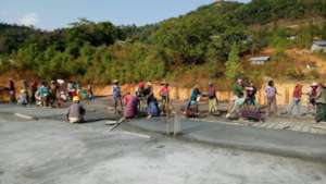 Laying the first floor slab