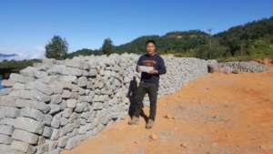 Locally quarried stone transported to site