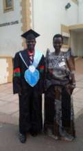 Joseph and his mother at Makerere University