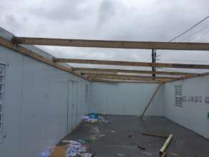 Damage to classroom roof