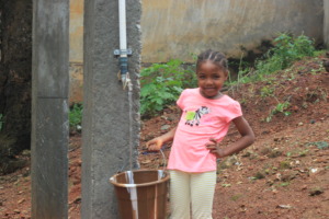 Felicia at the new water pump