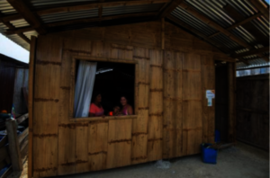 The homes are made from bamboo and wood