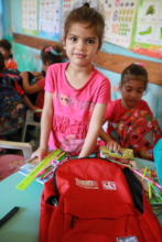 New backpacks were distributed to children in Gaza