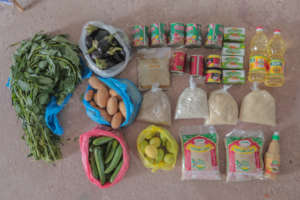 Food parcels vary by season with fresh, local food
