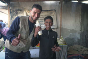 Enjoying a falafel wrap!