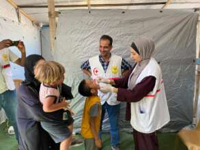 Providing first dose of Polio vaccine to children