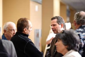 Dr. Klassen answering questions between sessions
