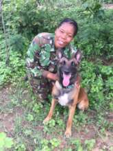Yenzikile with patrol dog