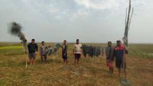 Bundles of mist nets removed by the team