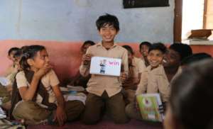 Children using the GKP kits in school