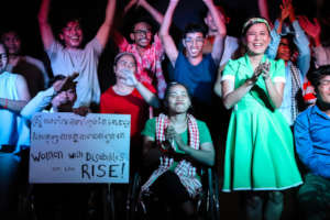 students with Cambodian DJ Vlogger