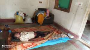 Murthy ready for a peaceful sleep on his airbed