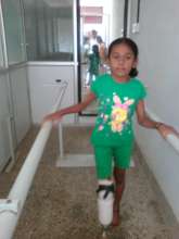Nithyasiri undergoing therapy with the prosthesis