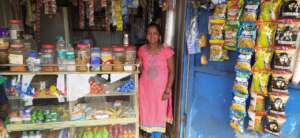 A happy Lavanya at her store