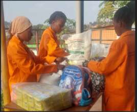 Receiving monthly food and hygiene packages