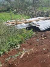 Remains of the fallen of roof metal sheet