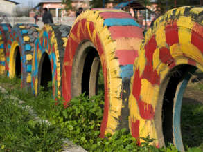Colorful tire play stuctures
