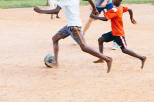 Playing football at CH Hovde House