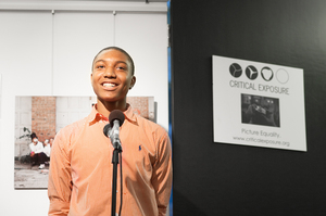 Devonte speaking. Photo credit: Caroline Space.