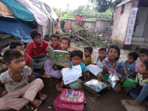 Street children studying at their locations