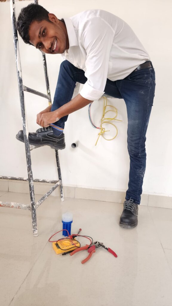 Bhanu in his new safety shoes