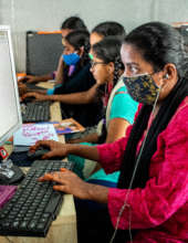 Working in the computer lab.