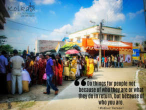 Crowds waiting outside the medical tent