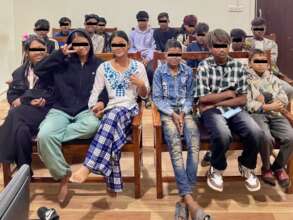 The rescued children wait at the government office