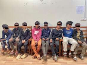 Eight boys immediately after rescue