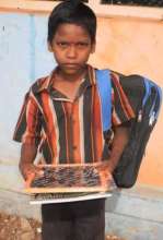 Malairaja studying 4th std and got a solar light