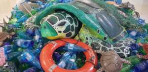 Turtle in the plastic ocean