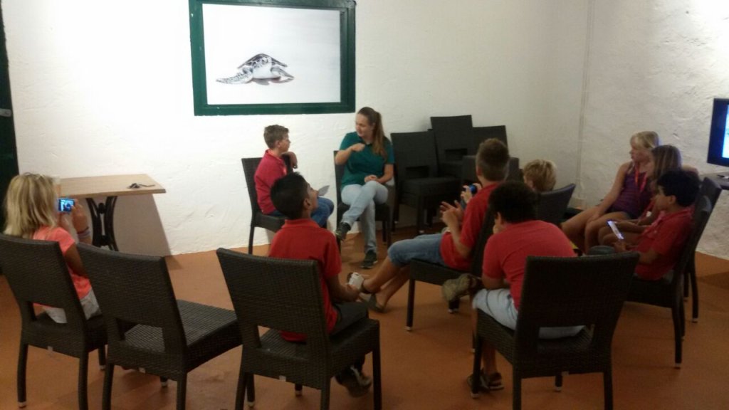 Schoolchildren interviewing Sabine