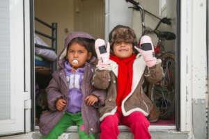 Kids keeping warm after a nutritious meal