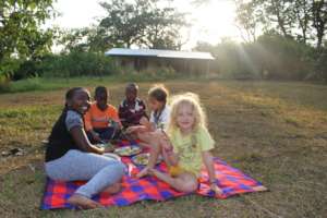 Sharing a meal during yoga retreat