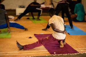 Some of our teachers during a yoga session