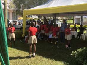 Performing a skit at the food fair