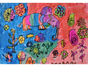 Y4 Ink drawing after a trip to QE National Park