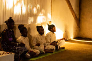 Waiting to perform on stage during an open day