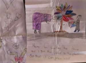Yoga workshop art from Precious: flower smelling