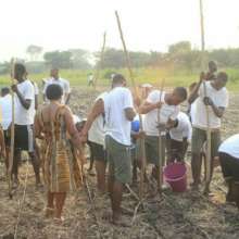 Students volunteering on the farm