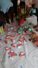 toothpaste and bars of soap for the victims