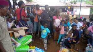 Relief items presented to Chief Kebbeh of Kamayama
