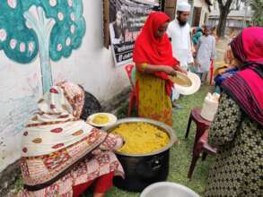 Distribute Cooking food in to Children & Adults