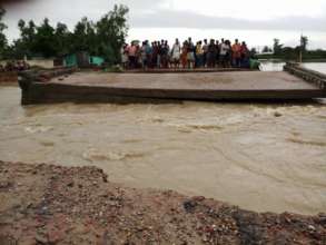 Flood water washed away road and bridges