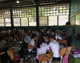 High School Students Working in Groups of Four